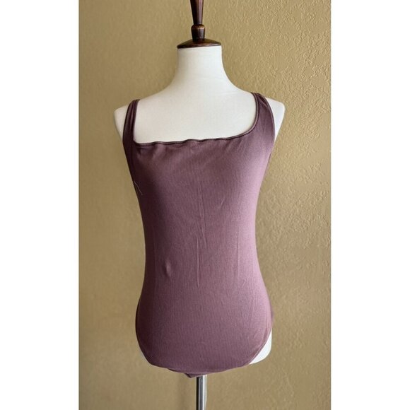 SKIMS Women’s Cotton Ribbed Sleeveless Bodysuit Garnet Red Size 2X Thong Scoop - Picture 2 of 9